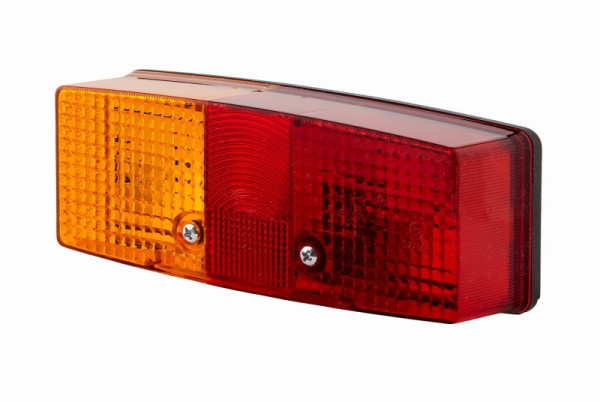 HELLA Heckleuchte - Glühlampe - 24/12V - Anbau/geschraubt - Lichtscheibenfarbe: rot/gelb/weiß - Stecker: Flachstecker - links, 2SE 997 111-011