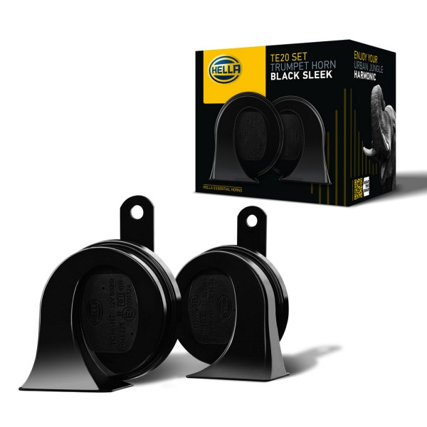 HELLA Fanfare, HELLA ESSENTIAL HORN TE20 SET, 12V, 110dB(A), 400Hz-500Hz, Hochton/Tiefton, elektrisch, ECE, VE: 2 Stück, 3FH 011 225-831