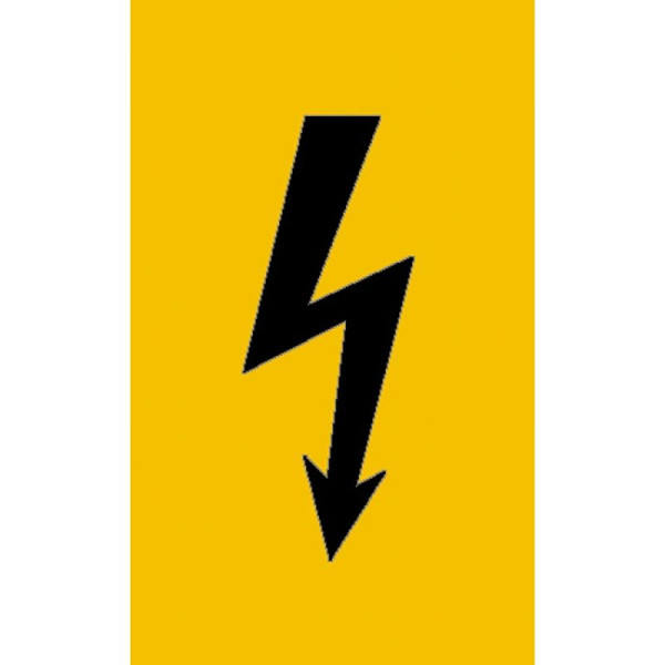 Stein HGS Elektrokennzeichnung/Warnschild Spannungszeichen (schwarzer Blitz), 52 x 105 mm / Folie, selbstklebend, 21.0589
