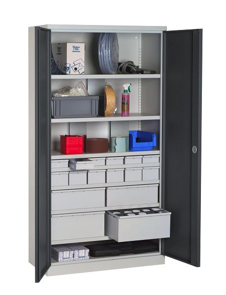 SOFAME ausgestatteter Werkstattschrank 1000x500x1950mm, 6 Schubladen+ 6 Schubladen+ 2 Schubladen+ 2 Schubladen + 7 Fachböden, Anthrazitgrau, W030090027GCGA