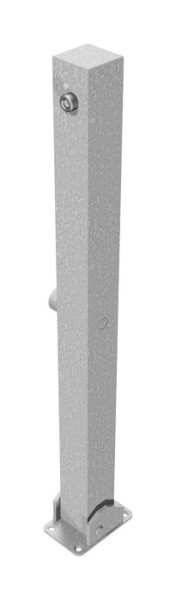 Schake Absperrpfosten Stahlrohr 70 x 70 mm umlegbar, mit Profilzylinderschloss, für Dübel Befestigung mit Bodenplatte und Dreikantverschluss, 470FUZ
