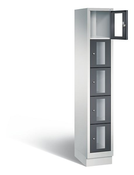 C+P Schließfachschrank Classic, H1800xB320xT500mm, Farbe: Lichtgrau / Schwarzgrau, 8020A105 S10005