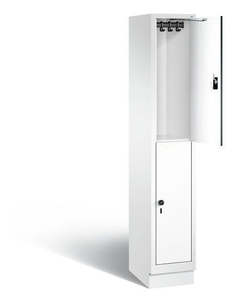 C+P Spind doppelstöckig Evolo, H1800xB320xT500mm, Farbe: Verkehrsweiß / Dekor Weiß, 48320-10 S10116