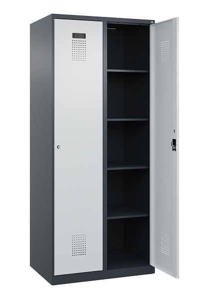 C+P Wäsche-Spind Evolo PLUS, 2 Abteile, 1850x800x500mm, 7016/7035, Verschluss Zylinderschloss, Ablageböden 8, 049000-22B S10044