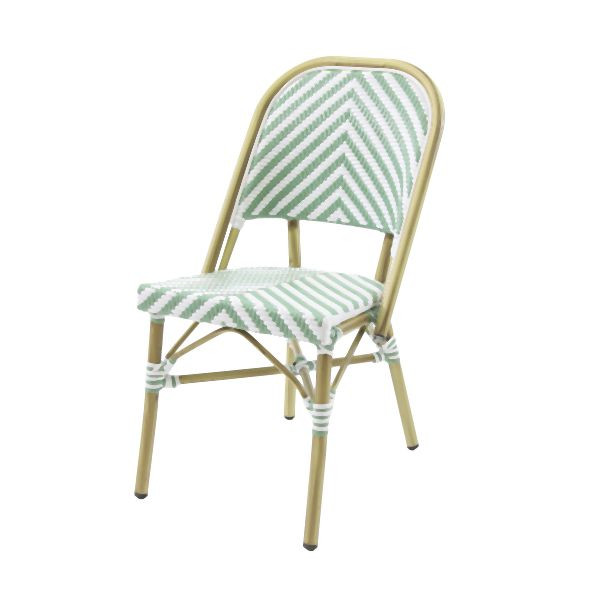 Feros Paris Bistrostuhl Rattan, Bambus-Weiß/Grün, 52351