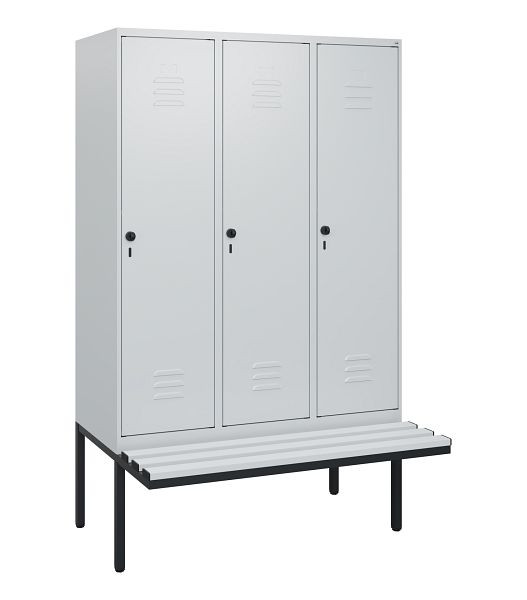 C+P Umkleidespind Classic PLUS, 3 Abteile, 1950x1200x815mm, 7035/7035, Drehriegel, 0800405-32 S10039