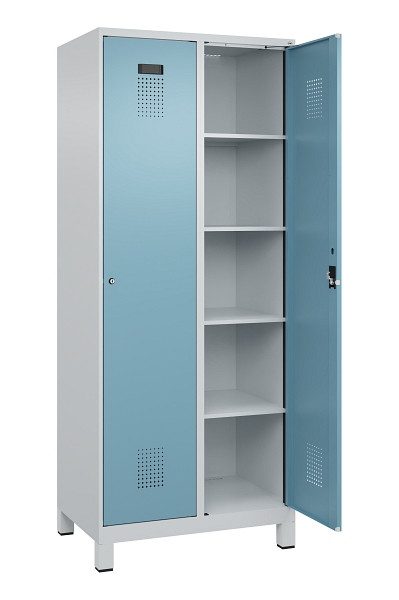 C+P Wäsche-Spind Evolo PLUS, mit Füßen, 2 Abteile, 1950x800x500mm, 7035/0010, Verschluss Zylinderschloss, Ablageböden 8, 049010-22B S10036
