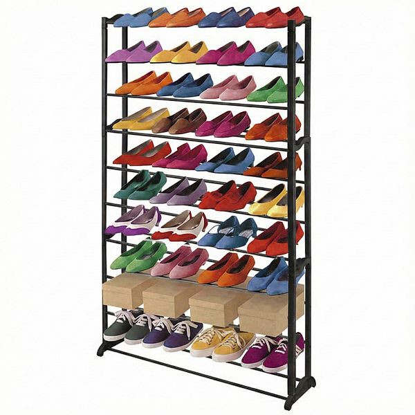 Mendler Schuhregal Schuhablage, Kunststoff, Metall Querstreben, für 40 Paar Schuhe, schwarz, 106800