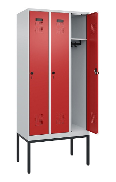 C+P Spind Evolo PLUS, Gestell, 3 Abteile, 2120x900x500mm, 7035/3000, Verschluss Drehriegel, Ablageböden 3, 0490307-30 S10003