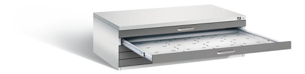 C+P Flachablageschrank Serie 7100_7200, H420xB1350xT960mm, Farbe: Lichtgrau / Vulkangrau, Bügelgriff, 7200-000 S10203