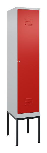 C+P Umkleidespind Classic PLUS mit Mitteltrennwand, Gestell, 2120x400x500mm, 7035/3020, Zylinderschloss, 0800307-12F S10017