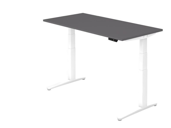 Hammerbacher Sitz-Steh-Schreibtisch elektrisch 160x80cm Graphit/Weiß, Rechteckform, VXBHM16/G/WW