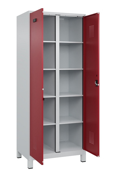 C+P Wäsche-Spind Evolo PLUS, mit Füßen, 2 Abteile, 1950x800x500mm, 7035/3003, Verschluss Zylinderschloss, 049012-22B S10031