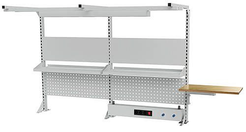 Bedrunka+Hirth Multi-Wand-Aufbau Breite 2000 mit Obergestell, 1x Energiekanal, 2x Magnetwand, 2x Lochwand, 2x Fachboden, 1x Schwenkarm, 03.900.20.21A