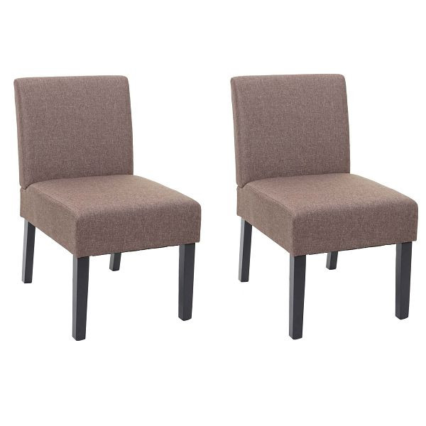 Mendler 2er-Set Esszimmerstuhl HWC-F61, Stuhl Lounge-Stuhl, Stoff/Textil, braun, 70176