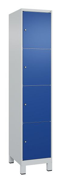 C+P Schließfachschrank Classic PLUS, Füße, 1950x400x500mm, 7035/5010, mit 4 Fächern, 080010-124 S10003