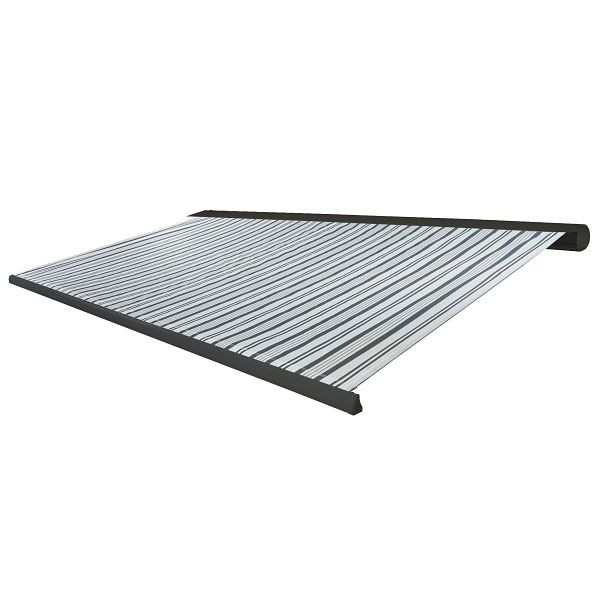 Mendler Elektrische Kassettenmarkise T122, Markise Vollkassette 4x3m, Polyester Grau/Weiß, Rahmen anthrazit, 58264+34295+58310