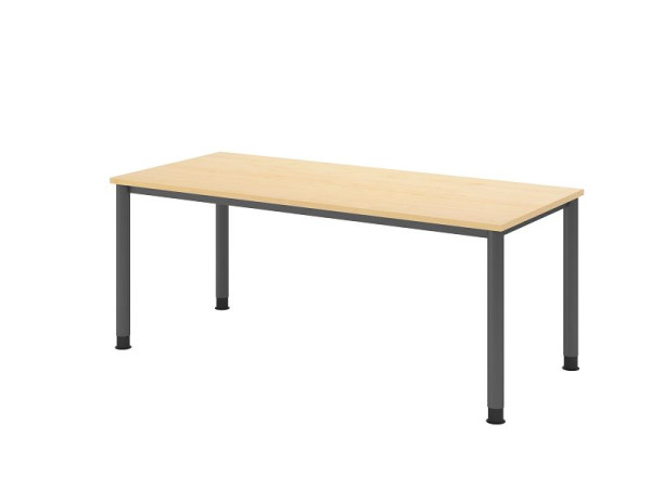 Hammerbacher Schreibtisch HS19, 180 x 80 cm, Platte: Ahorn, 25 mm dick, 4-Fuß-Gestell in Graphit, Arbeitshöhe 68,5-81cm, VHS19/3/G