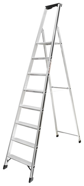 ALU-PRO Stufenstehleiter mit Plattform, 8 Stufen, Standhöhe 1,81 m, 7002608