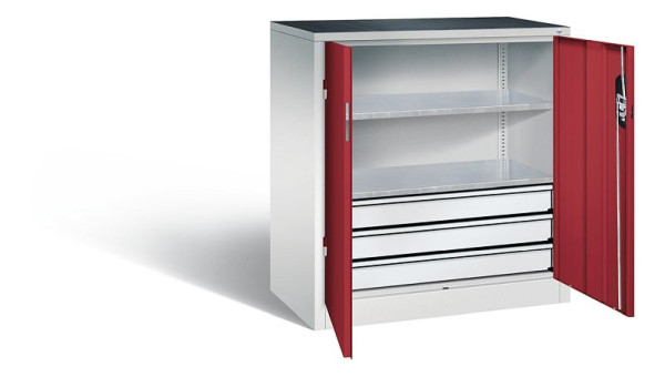 C+P Werkzeugschrank Acurado, H1000xB930xT500mm, Farbe: Lichtgrau / Rubinrot, Muldengriff, 8821-5035 S10077