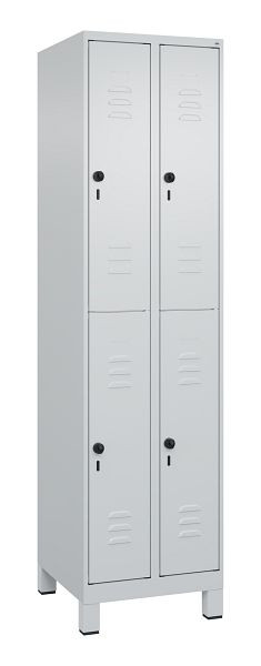 C+P Doppelstöckiger Spind Classic PLUS, Füße, 2 Abteile, 1950x500x500mm, 7035/7035, 080310-29 S10009
