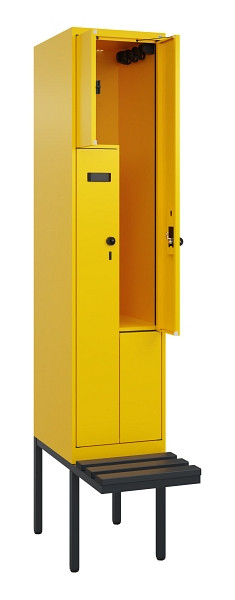 C+P Z-Spind Evolo PLUS, Bank, 2 Fächer, 2120x400x815mm, 1023/1023, Drehriegel, Material Sitzfläche Kunststoff, 0490437-122 S10078
