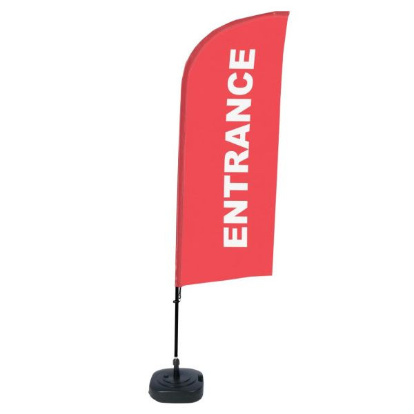 Showdown Displays Beachflag Alu Wind Komplett-Set Eingang Rot Englisch, BFAW310-WT21-I126