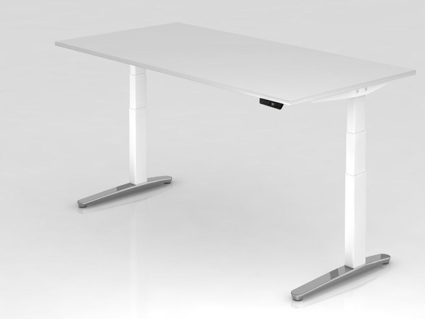 Hammerbacher Sitz-Steh-Schreibtisch elektrisch 200x100cm Weiß/weiß, poliert, Rechteckform, VXBHM2E/W/WC
