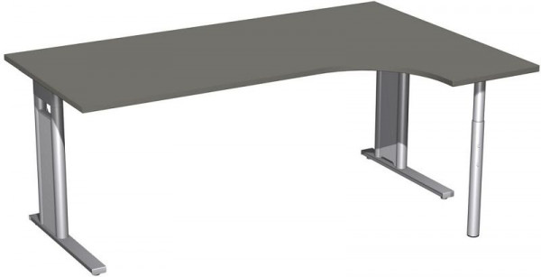 geramöbel PC-Schreibtisch rechts starr, C Fuß Blende optional, 1800x1200x720, Graphit/Silber, N-648323-GS