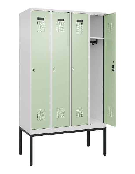 C+P Spind Evolo PLUS, Gestell, 4 Abteile, 2120x1200x500mm, 9016/6019, Verschluss Zylinderschloss, Ablageböden 4, 0490307-40 S10046