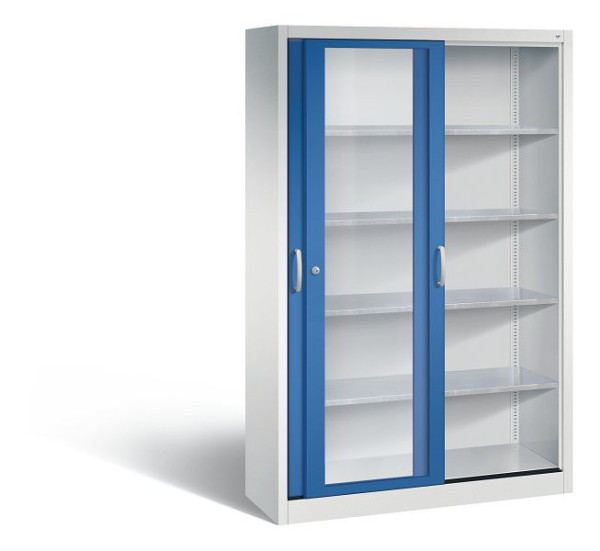 C+P Schiebetürenschrank Acurado, H1950xB1200xT400mm, Farbe: Lichtgrau / Enzianblau, Bügelgriff, 2049-055 S10032