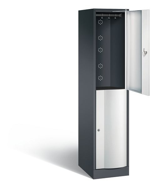 C+P Spind doppelstöckig Resisto, H1950xB396xT540mm, Farbe: Schwarzgrau / Lichtgrau, 8270-172 S10049