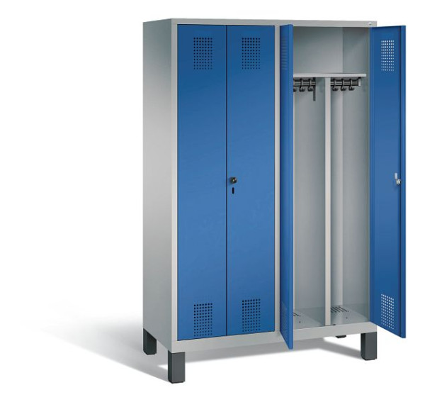 C+P Schwarz-Weiss-Spind Evolo, H1850xB1190xT500mm, Farbe: Weißaluminium / Enzianblau, 48012-40 S10210