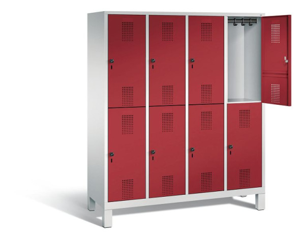 C+P Spind doppelstöckig Evolo, H1850xB1590xT500mm, Farbe: Lichtgrau / Rubinrot, 48310-42 S10077