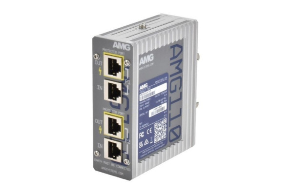 AMG Systems Ethernet Überspannungsschutz, 2 x 10/100/1000/2.5G/5G/10GBase-T(x) RJ45 Ports Input & Output, 20kA Überspannungsschutz, AMG110-2X-SP