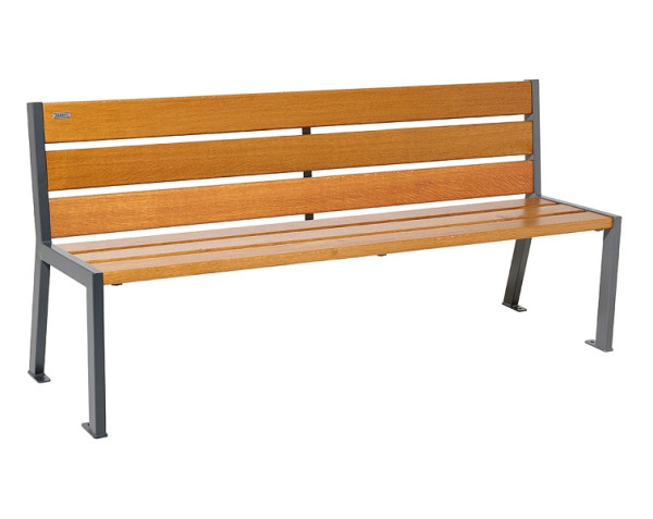 Procity Sitzbank Silaos 6 Holzlatten, 1800 mm, Ohne Armlehne, Holz & Stahl, helle Eiche/Procity Grau, 209602.GPRO.CHEC