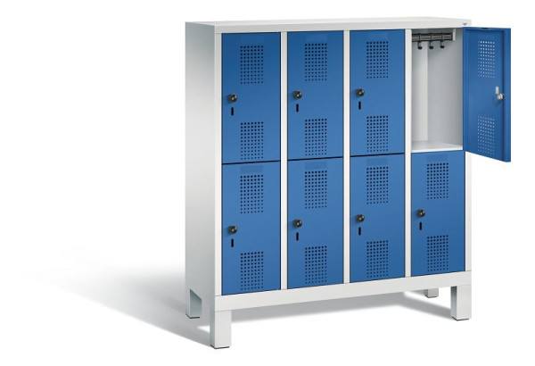 C+P Kindergarten-Spind doppelstöckig Evolo, H1350xB1190xT300mm, Farbe: Lichtgrau / Enzianblau, 483103-40 S10023