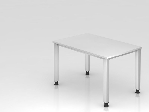 Hammerbacher Schreibtisch 4-Fuß eckig 120x80cm Weiß, Rechteckform, VQS12/W/S