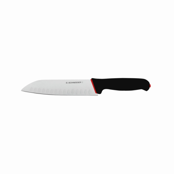 Schneider S-Grip Santoku, mit Kullenschliff, Griff: schwarz, rot, 180 mm, 267031