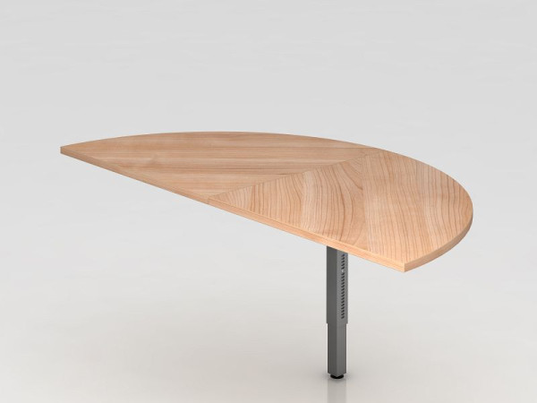Hammerbacher Anbautisch 2x Viertelkreis/Stützfuß eckig Nussbaum/Graphit, Halbkreis zum Anbau an Schreibtisch, VRA160/N/G