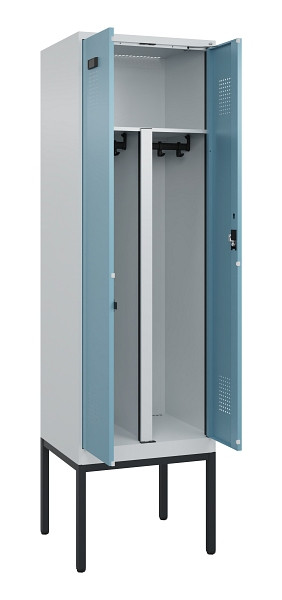 C+P PSA Doppel-Spind Evolo PLUS, Gestell, 2 Abteile, 2120x600x500mm, 7035/0010, Zylinderschloss, 0490327-20P S10036