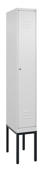 C+P Umkleidespind Classic PLUS mit Mitteltrennwand, Gestell, 2120x300x500mm, 9016/9016, Zylinderschloss, 0800307-10F S10029