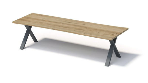 Bisley Fortis Table Natural, 3000 x 1000 mm, natürliche Baumkante, geölte Oberfläche, X-Gestell, Oberfläche: natürlich/Gestell: anthrazitgrau, FN3010XP334