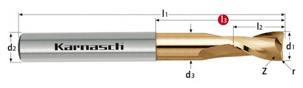 Karnasch VHM - Torusfräser HHC/HSC/HPC d= 0,6/r=0,06/L3= 8,0 mm HXC-Nano³, 306262006000608