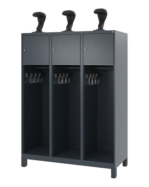 C+P Feuerwehrspind Evolo, Modell YOUNGSTER, 3 Abteile, H1530xB1200xT500 mm, Anthrazit, Füße, 0490015-32 S10007