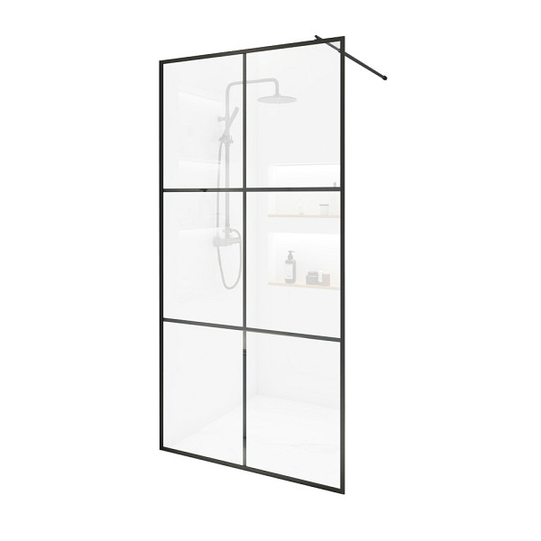 HOME DELUXE Duschabtrennung BAKI Schwarz 6 Raster - 80 x 200 cm, 49838