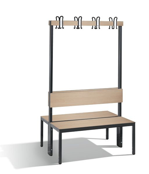 C+P Doppelseitige Garderobenbank mit Rückenlehne, Basic Plus, H1650xB1000xT760mm, 8060-200 S10002