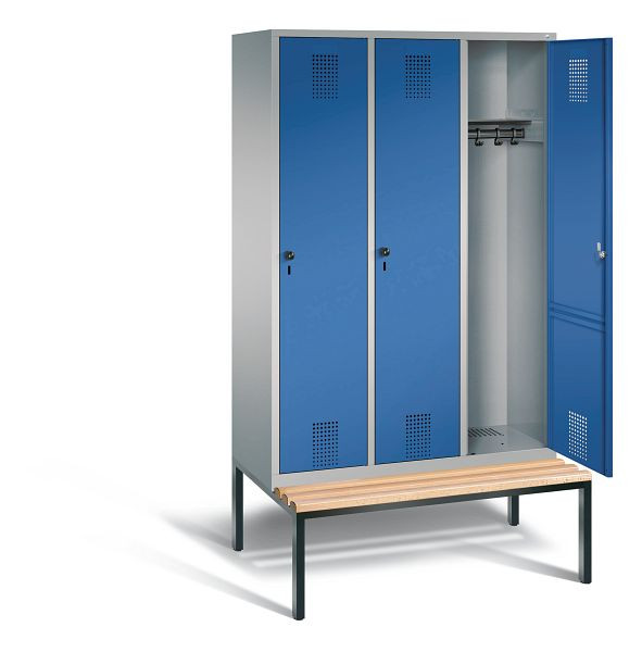 C+P Garderobenschrank Evolo, H2090xB1200xT815mm, Farbe: Weißaluminium / Enzianblau, 48050-32 S10425
