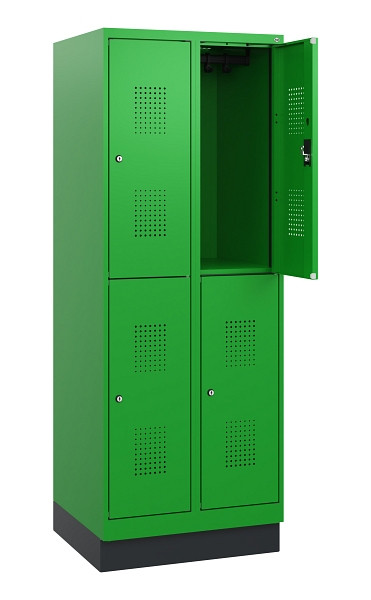 C+P Doppelstöckiger Spind Evolo PLUS, Sockel, 4 Fächer, 1630x600x500mm, 6037/603, Zylinderschloss, 0493205-20 S10077