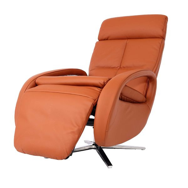 Mendler Relaxsessel HWC-L11, Design Fernsehsessel TV-Sessel Liegesessel, Liegefunktion drehbar, Voll-Leder, terracotta-braun, 98403